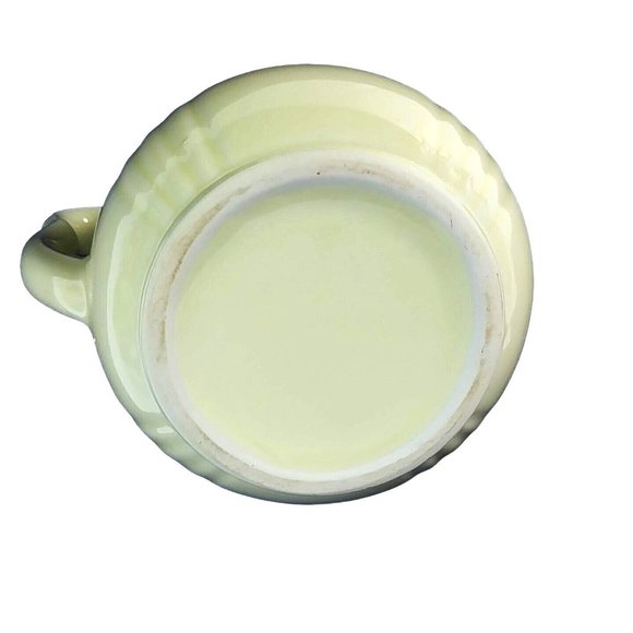 Pitcher Ceramic Vintage Ivory Ribbed Pattern Farmhouse Kitchen Decor 5 3/4" Tall - Picture 5 of 8